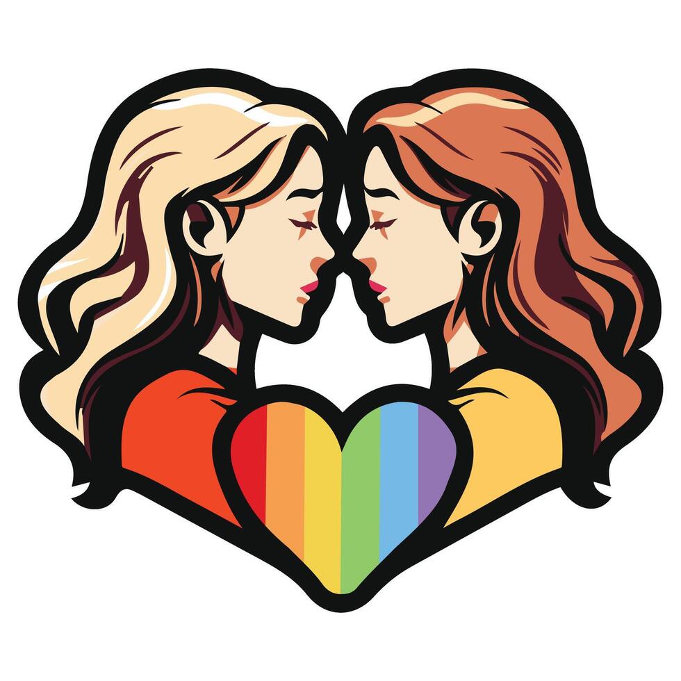 AI generated Two girls love couple sticker, Two girls love couple sticker vector