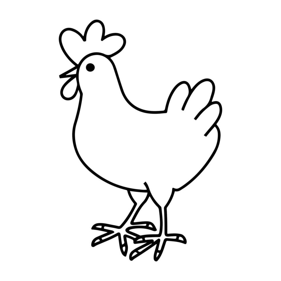 Pascua de Resurrección linda pollo en línea arte, Pascua de Resurrección linda pollo ilustración en fuera línea estilo vector