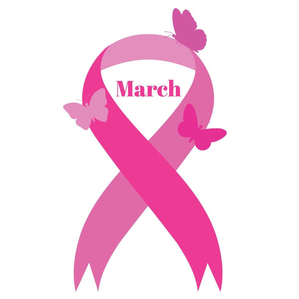 Pink ribbon with butterflies 39938309 Vector Art at Vecteezy