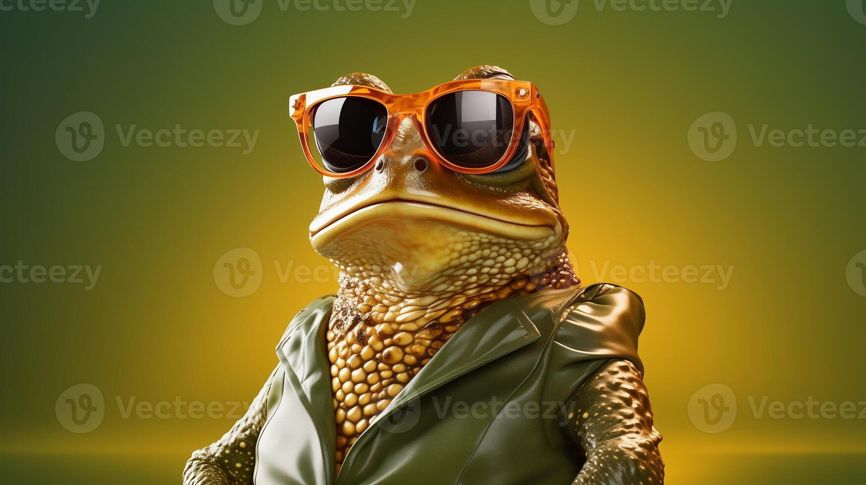 AI generated Stylish Toad on a green background illustration. photo