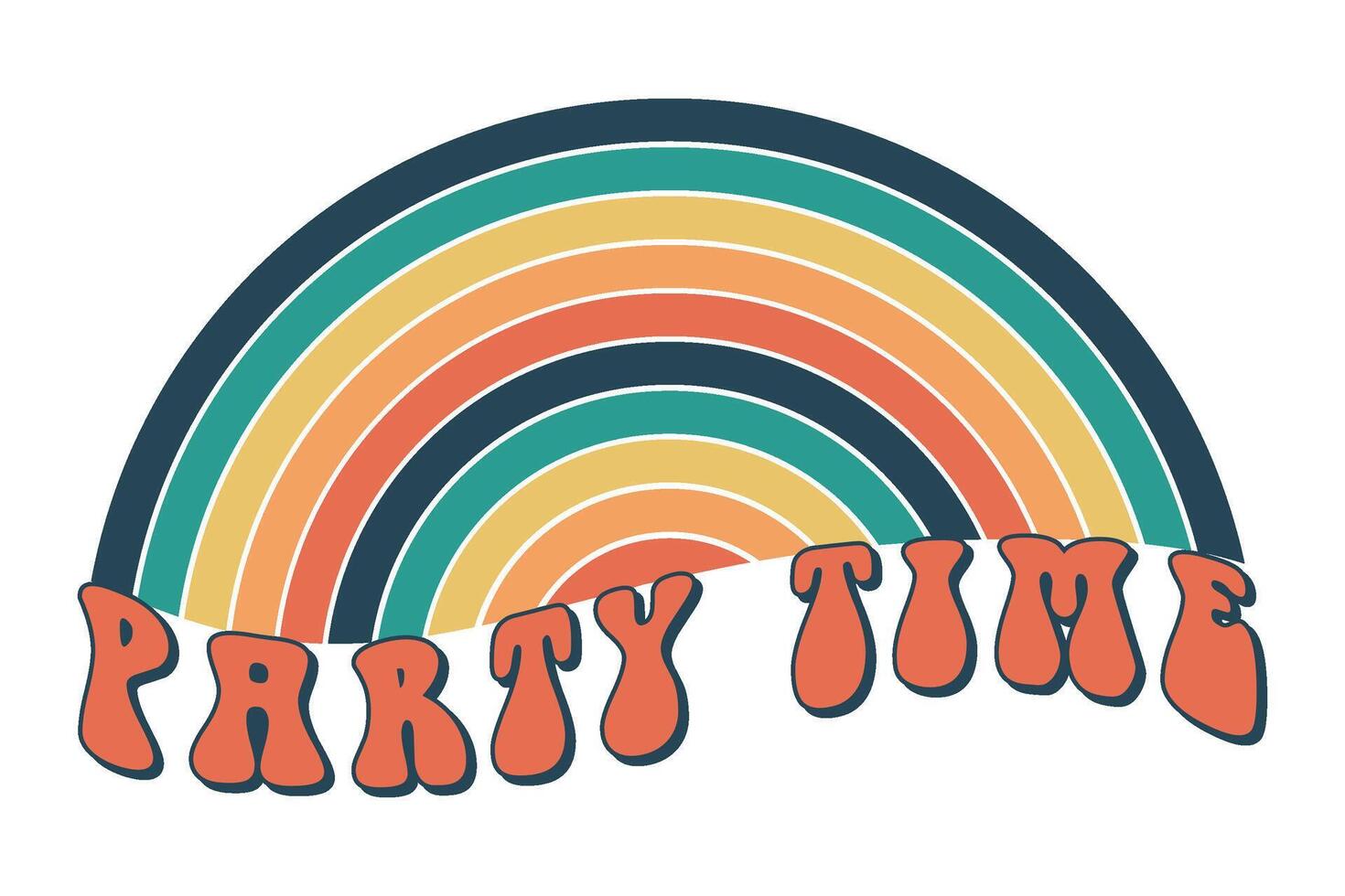 Party time. Groovy. Clockwork elements in a retro hippie 70's style. vector