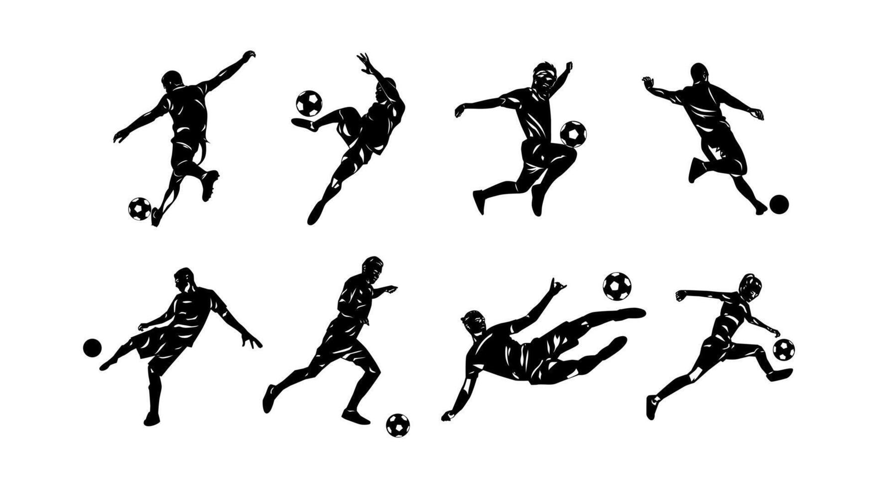 vector collection of illustrations of football player silhouettes