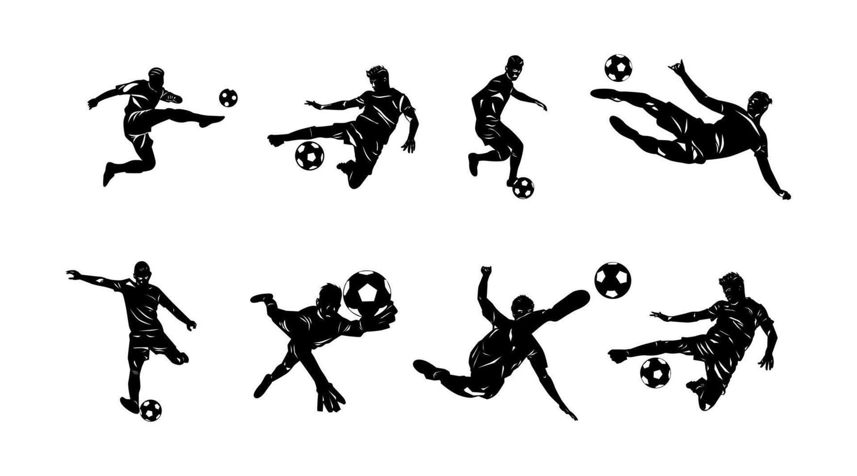 vector collection of illustrations of football player silhouettes