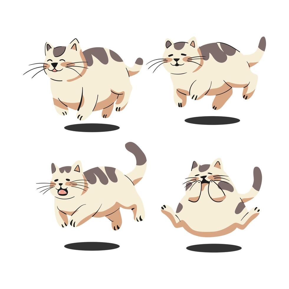 collection of vector illustrations of cute fat cats