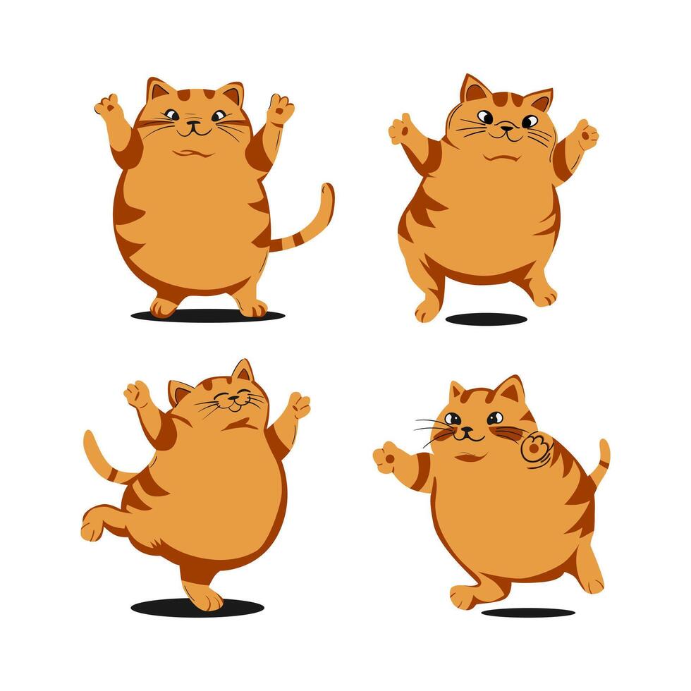 collection of vector illustrations of cute fat cats