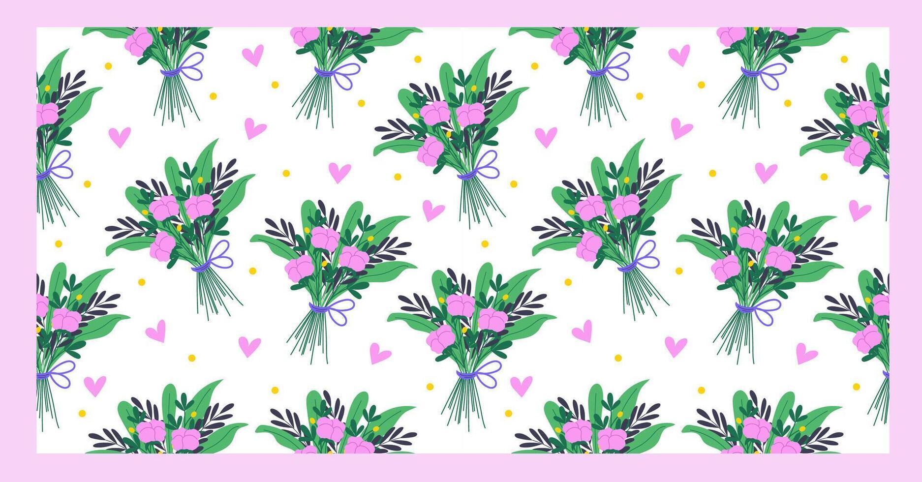 Seamless elegant pattern with handdrawn bouquet with peonies and leaves. Vector design on white background.