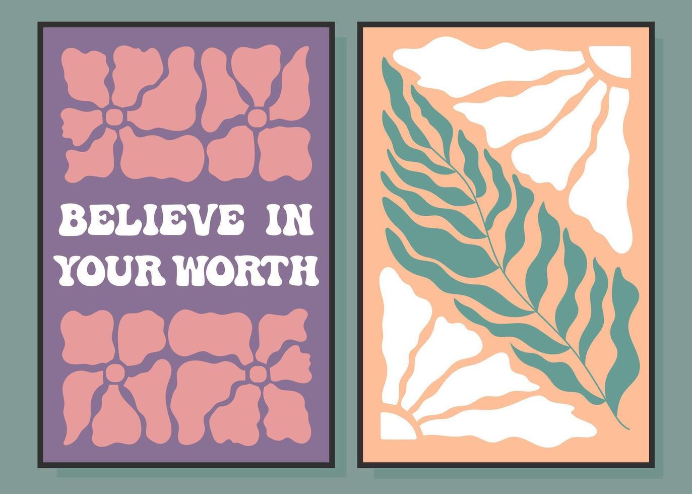 mano dibujado delicado motivacional carteles creer en tú mismo. vector floral diseño en minimalista estilo.