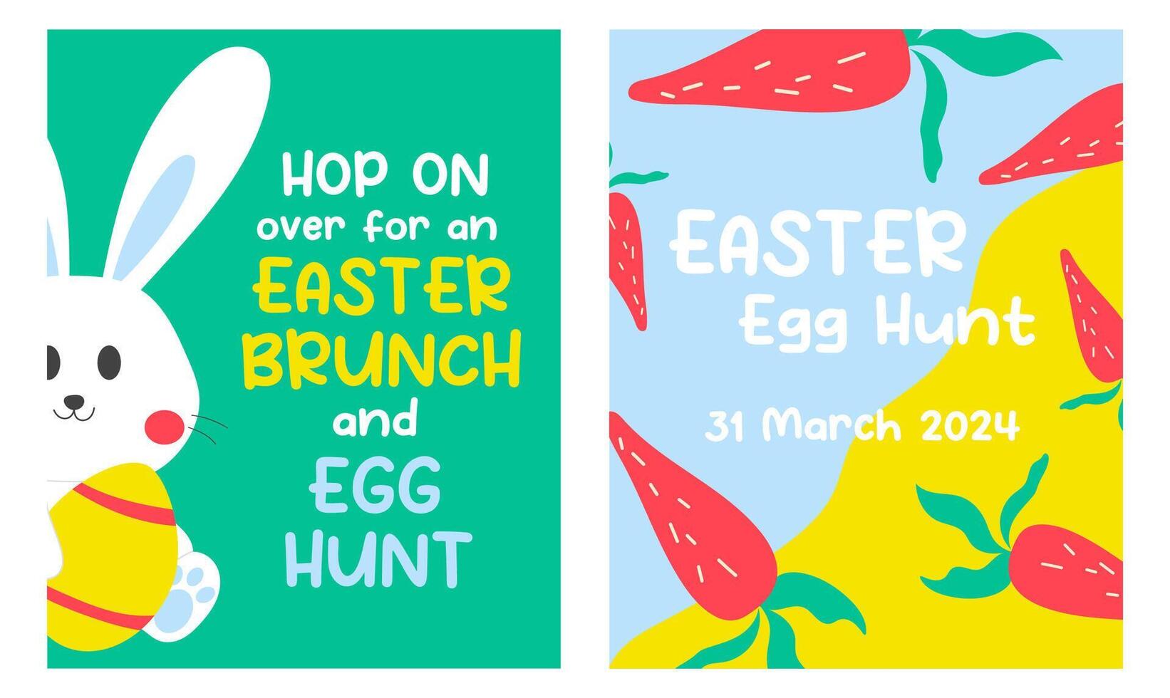 Colourful and bright template Easter invitation. Egg hunt design 2024. vector