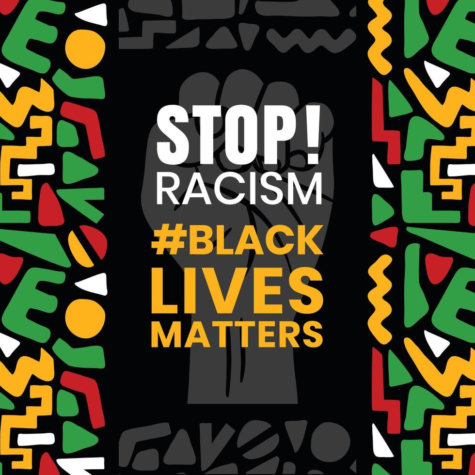 Hand drawn flat black lives matters Instagram posts template. Vector Illustration.