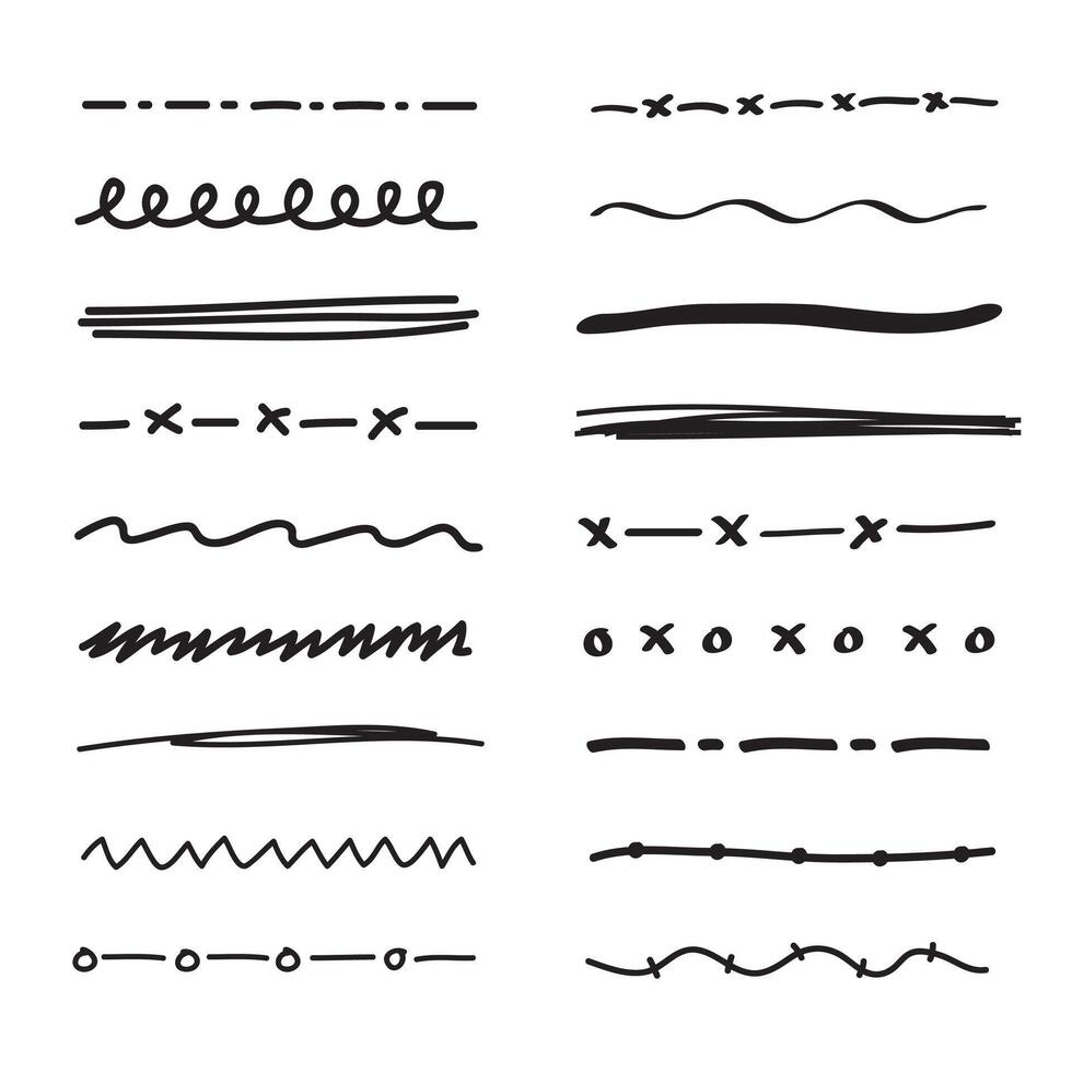 Hand-drawn lines and dividers collection vector