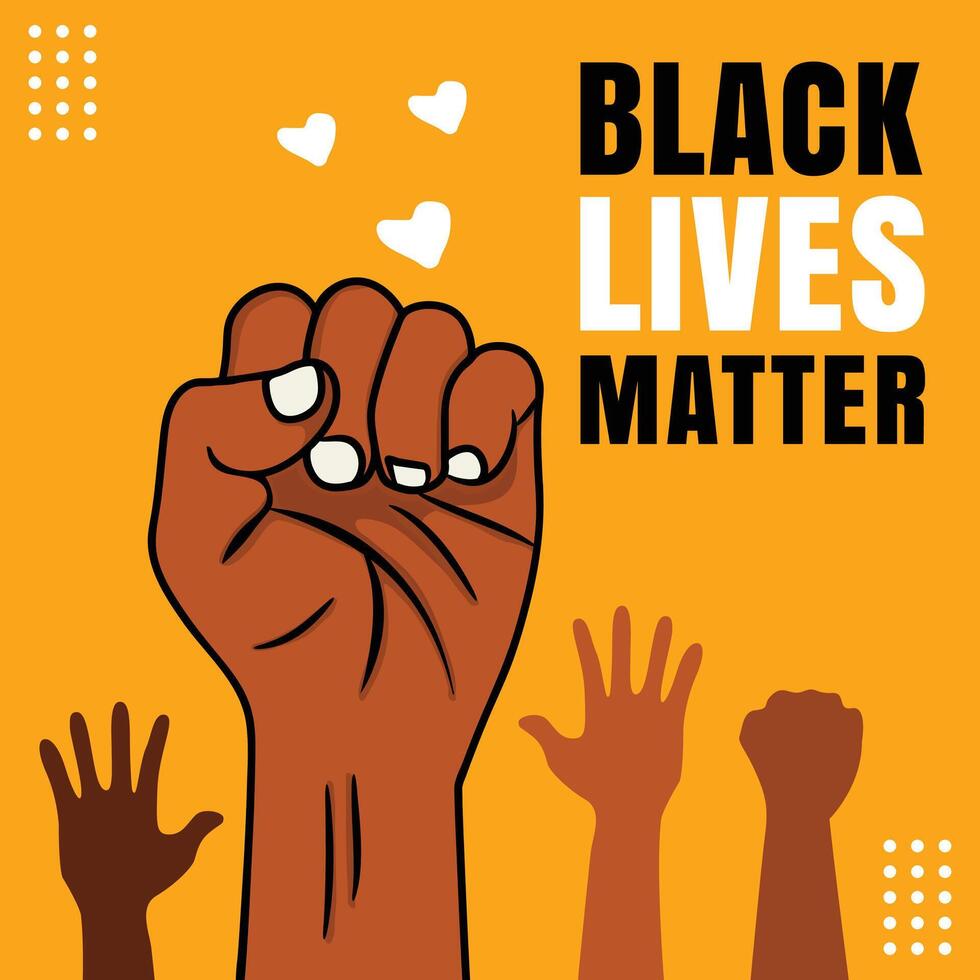 Hand drawn flat design Black Lives Matter Instagram posts template. Vector Illustration.Print