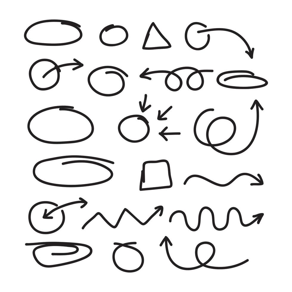 Hand drawn scribble element collection. vector