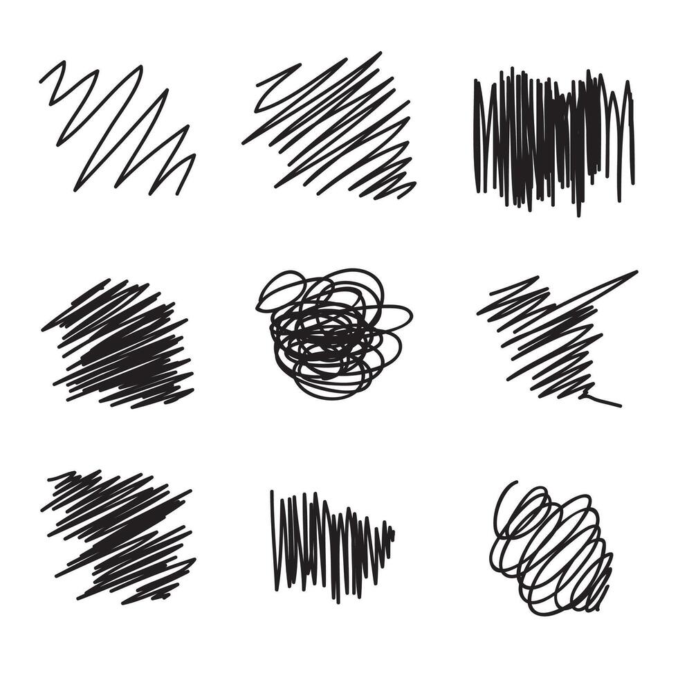 Vector abstract pen sketch random scribbles set