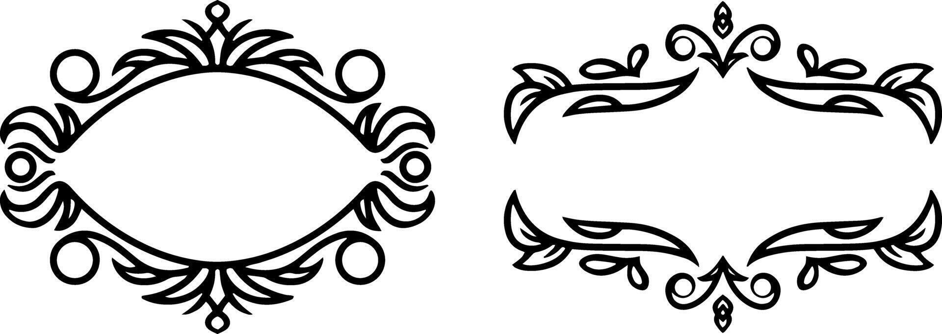 Vintage element Damask frame border pattern Engraving stencil Vector illustration