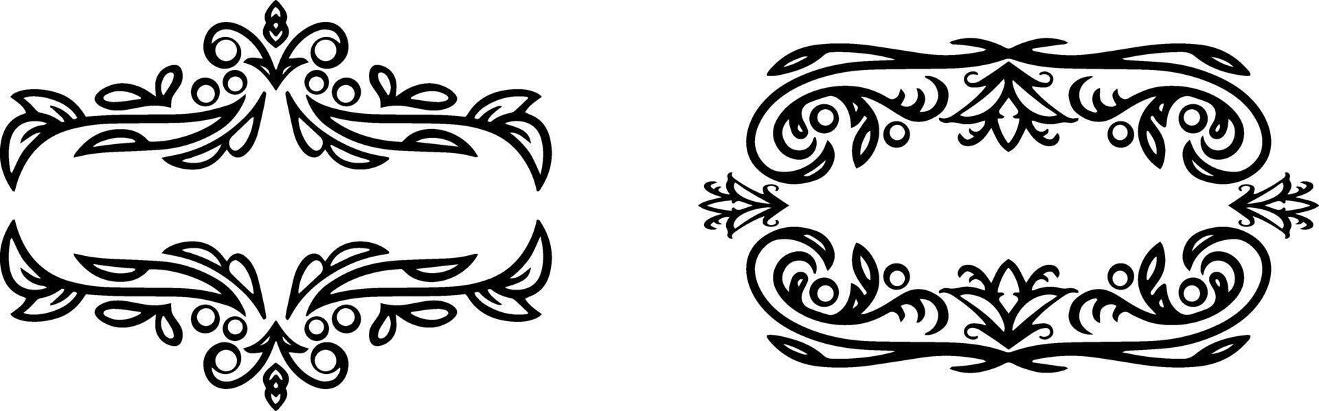 Vintage element Damask frame border pattern Engraving stencil Vector illustration