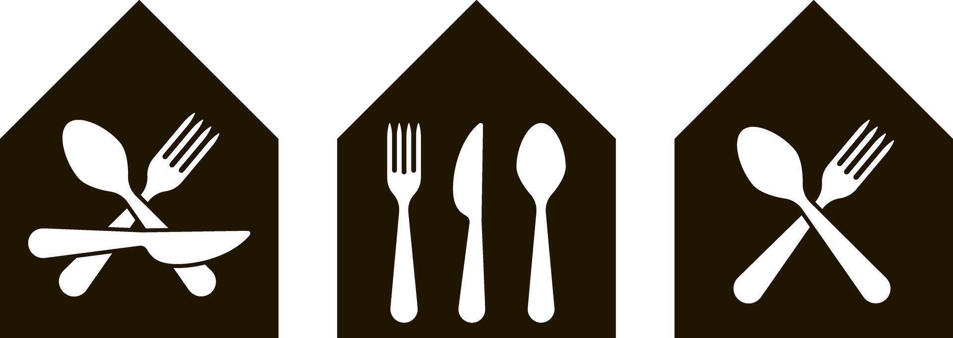 comida hause comida centrar Corte Servicio cantina o restaurante cuchara cuchillo tenedor vector icono