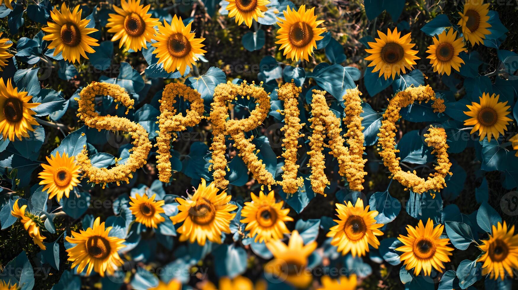 AI generated Hello spring background with text as logotype,, postcard, card, invitation photo