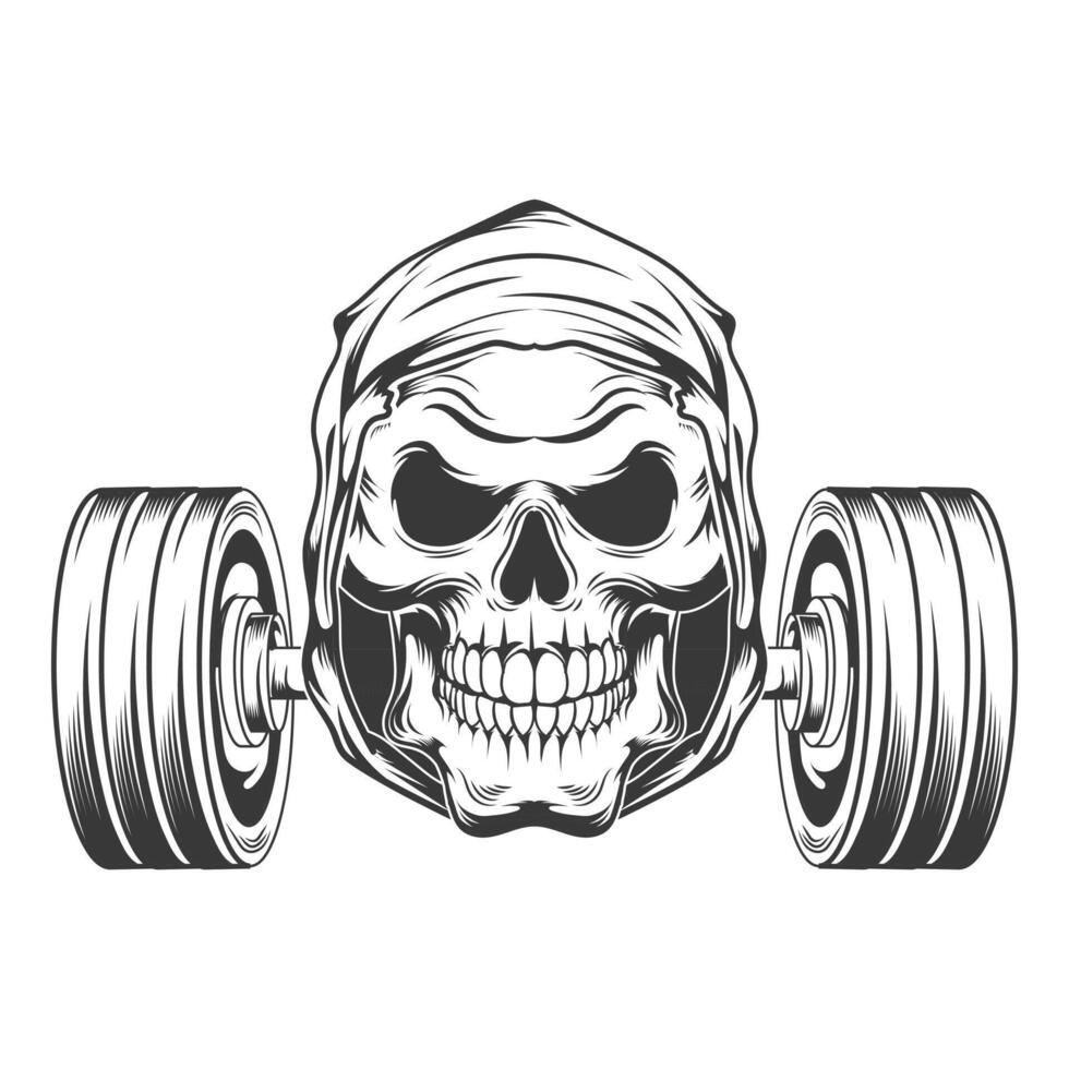 Gym skull with a dumble vector design