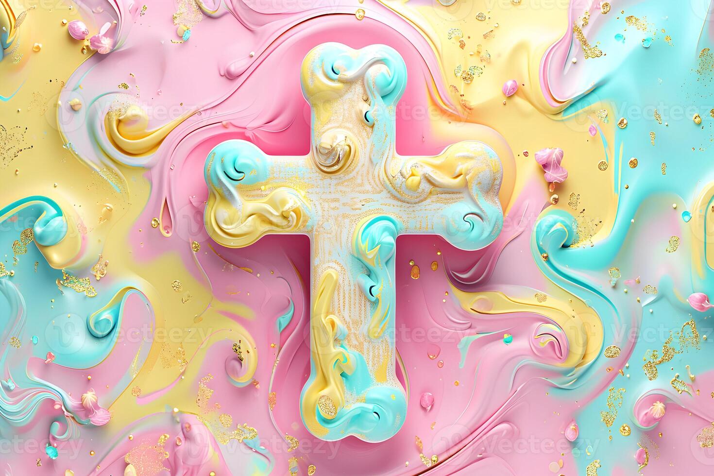 AI generated Jesus cross Christianity background for design Happy Easter post photo