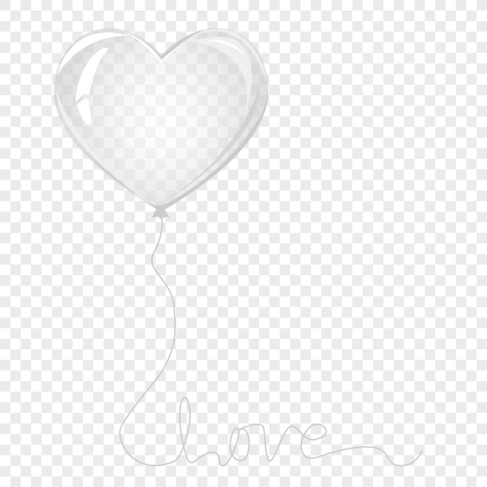 Heart balloon. Valentines day. Soap bubble, crystal glass heart. Great for valentine and mother's day cards, wedding invitations, party posters and flyers. Vector illustration