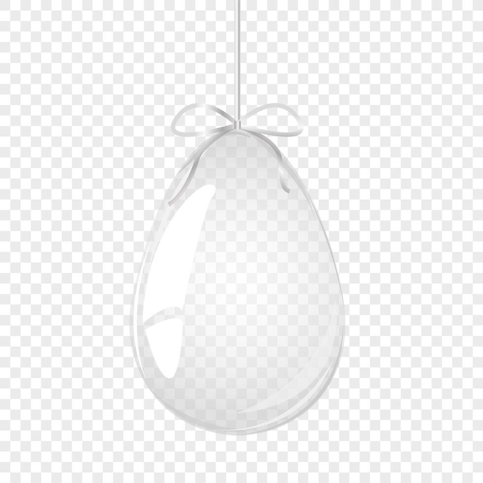 Glass eggs with silver bow. Easter egg card. For postcard, card, invitation, poster, banner template lettering typography. Seasons Greetings. Vector illustration