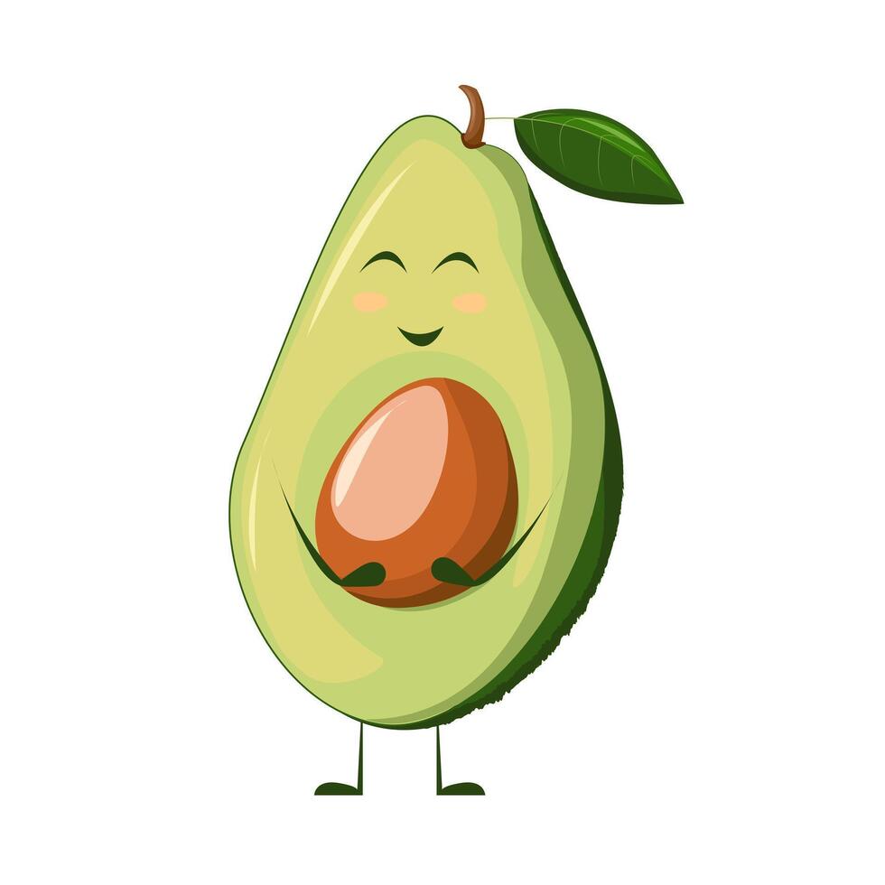 gracioso contento linda aguacate medio. para mascota, logo, símbolo en solicitud, libros, cómic, hecho a mano en dibujos animados plano estilo vector