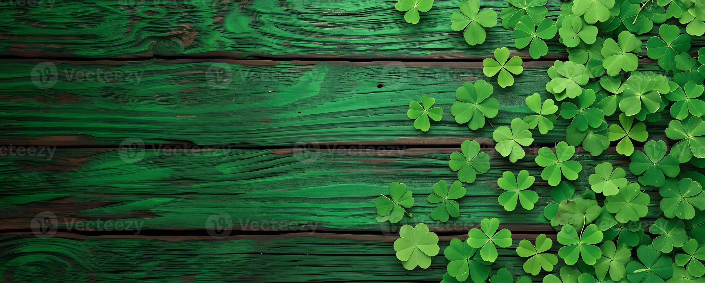 AI generated Clover Shamrock St. Patrick s Day copy space banner for your design Patrick day card photo