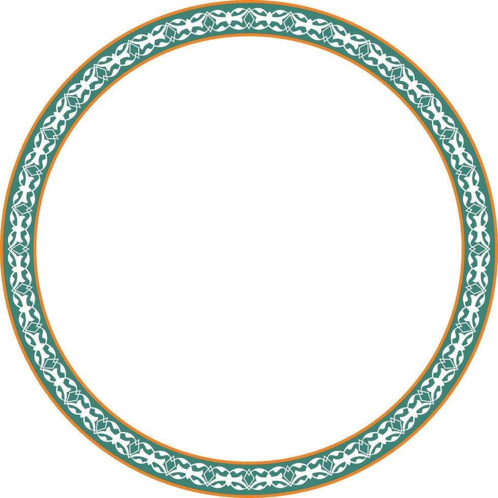 Vector colored round Turkish ornament. Ottoman circle, ring, frame