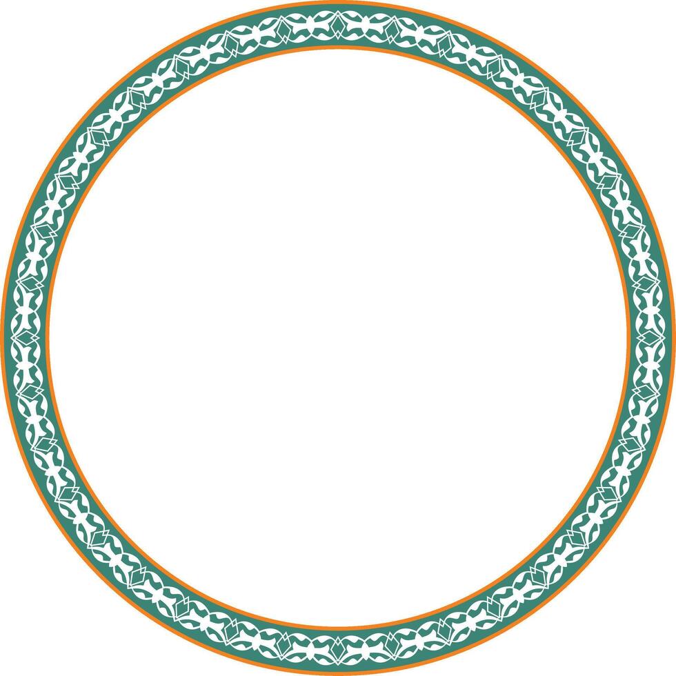 Vector colored round Turkish ornament. Ottoman circle, ring, frame