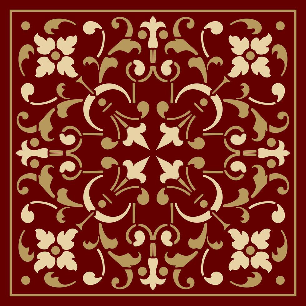Vector red european classic national ornament. Ethnic floral pattern, tile ancient greece, roman empire.