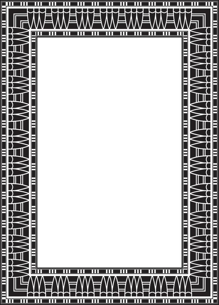 Vector monochrome black square Egyptian ornament. Endless Rectangle, Ring of Ancient Egypt. Geometric African frame