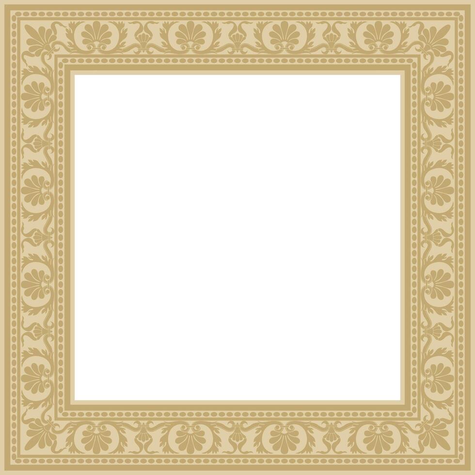 Vector gold square classic renaissance ornament. Endless european border, revival style frame