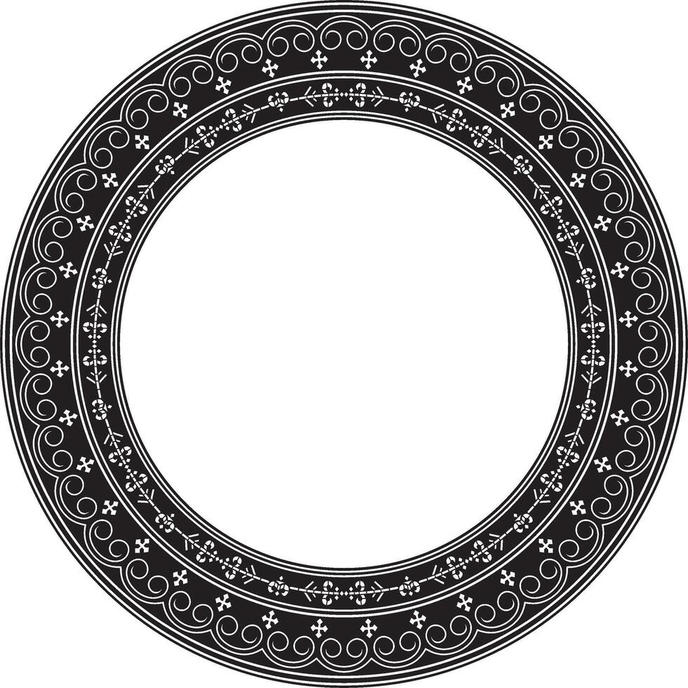 vector monocromo negro redondo yakuto ornamento. interminable círculo, borde, marco de el del Norte pueblos de el lejos este