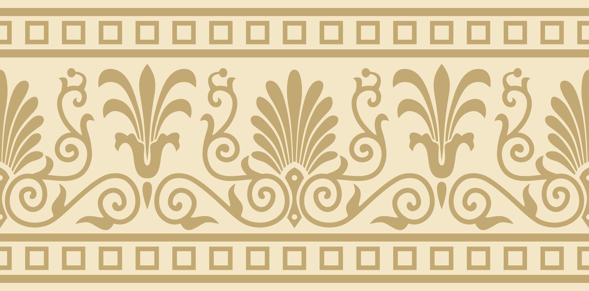 Vector golden seamless classic greek ornament. Endless European pattern. Border, frame Ancient Greece, Roman Empire