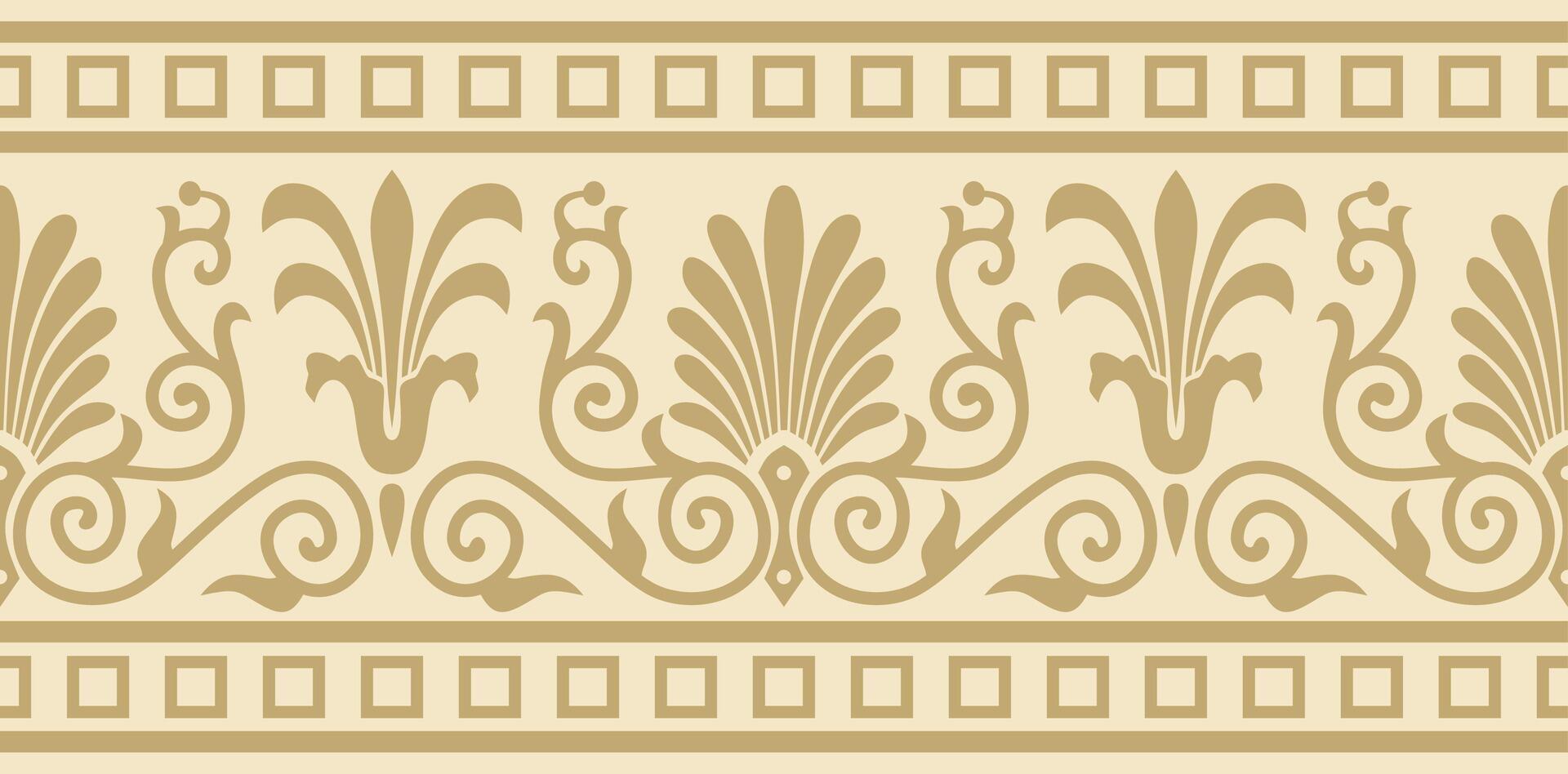 Vector golden seamless classic greek ornament. Endless European pattern. Border, frame Ancient Greece, Roman Empire