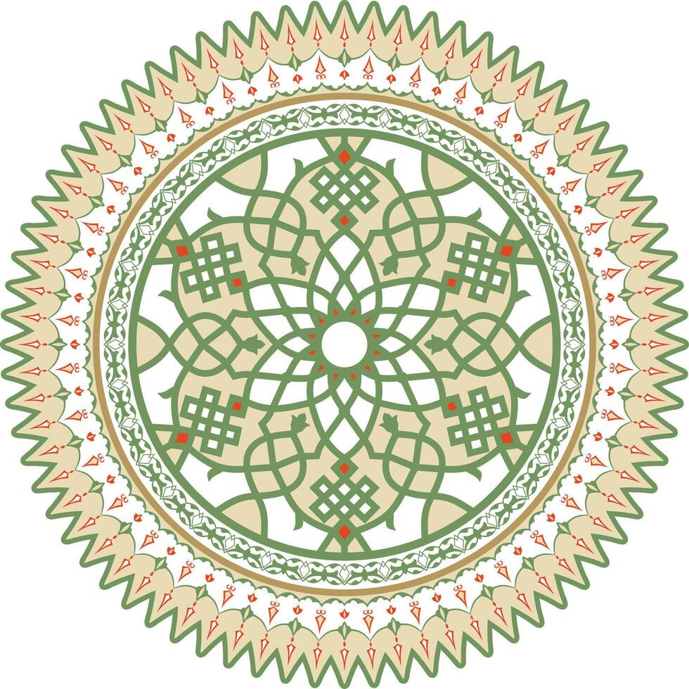 Vector colored round Turkish ornament. Ottoman circle, ring, frame