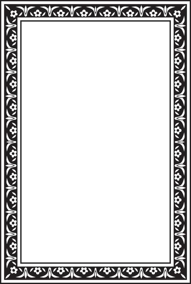Vector monochrome black square Turkish ornament. Endless ottoman national border, frame