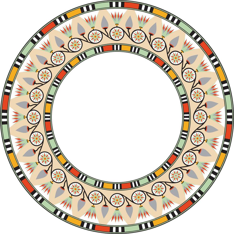 Vector round colored Egyptian ornament. Endless circle border, ancient Egypt frame
