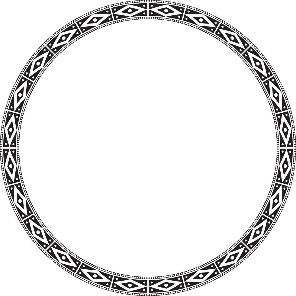 Vector monochrome round ornament of Native Americans, Aztecs. Circle border of the tribes of South and Central America.