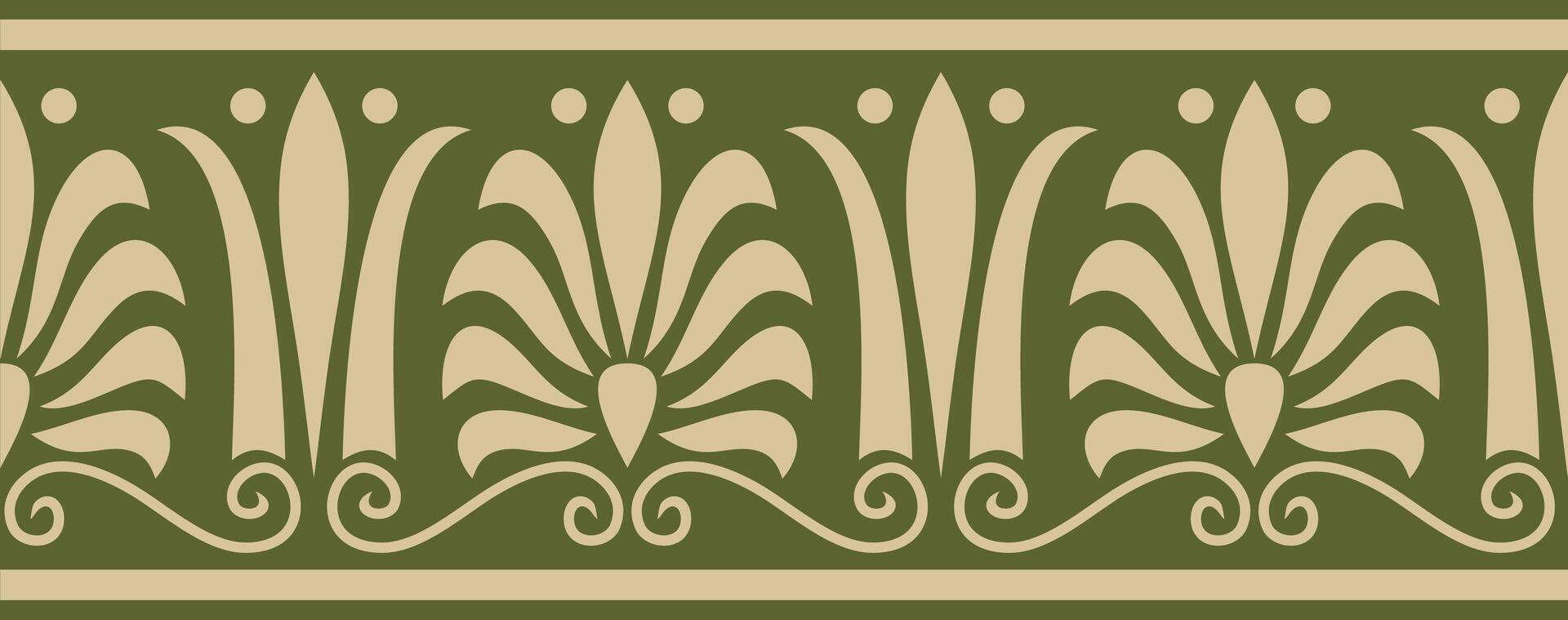 vector oro y verde sin costura clásico griego ornamento. interminable europeo modelo. borde, marco antiguo Grecia, romano imperio