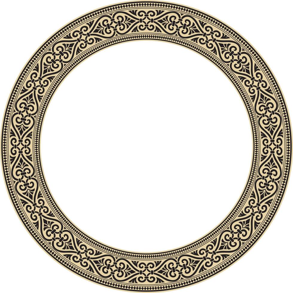 Vector gold with black round ornament ring of ancient Greece. Classic pattern frame border Roman Empire