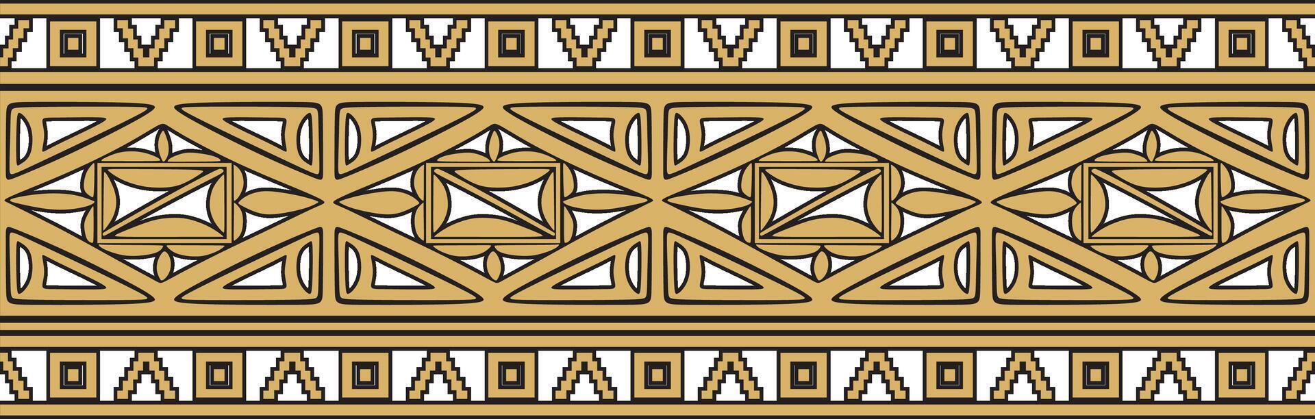 Vector seamless golden border ornament. Native American tribes framework.