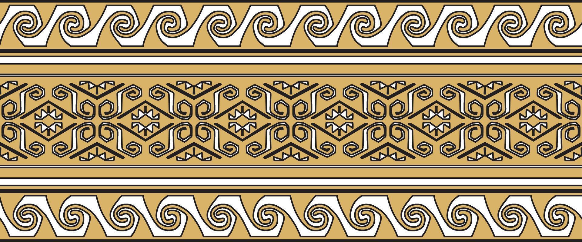 Vector seamless golden border ornament. Native American tribes framework.