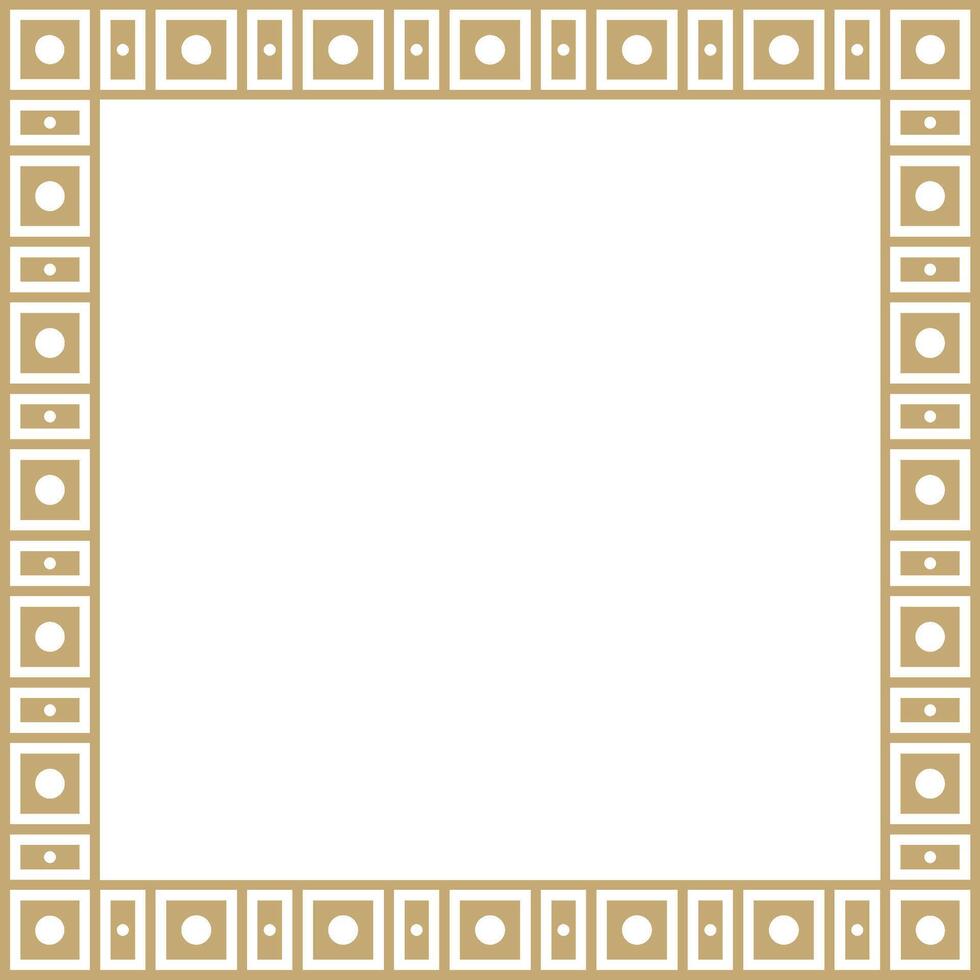 Vector gold native american folk ornament. Square border, frame of the peoples of America, Aztec, Incas, Maya