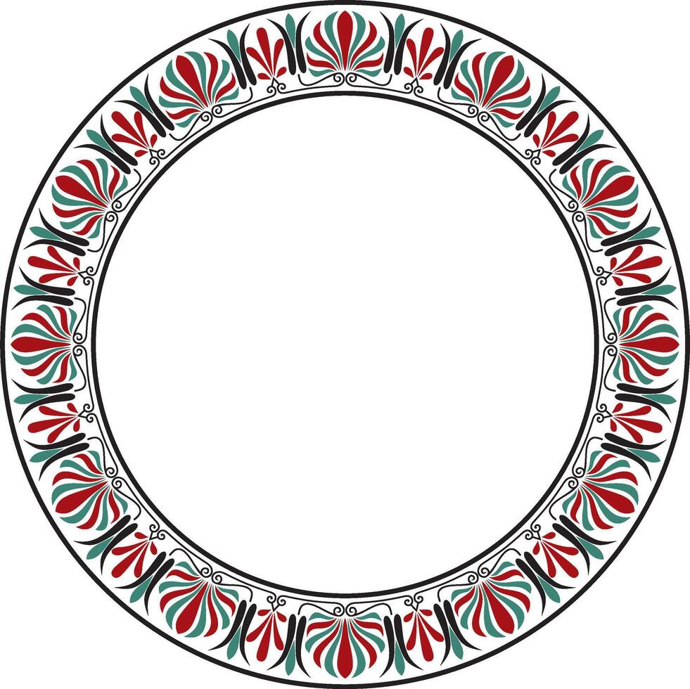 Vector colored round classical Greek ornament. European ornament. Border, frame, circle, ring Ancient Greece, Roman Empire