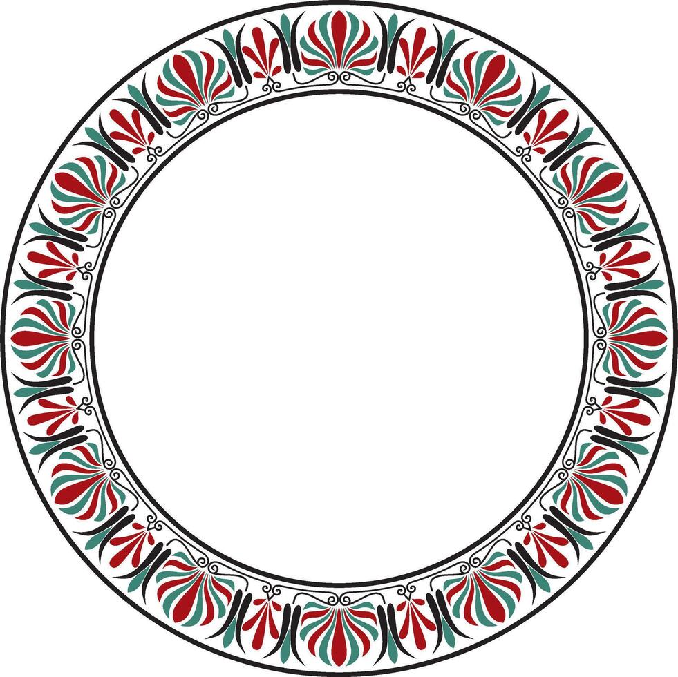 Vector colored round classical Greek ornament. European ornament. Border, frame, circle, ring Ancient Greece, Roman Empire