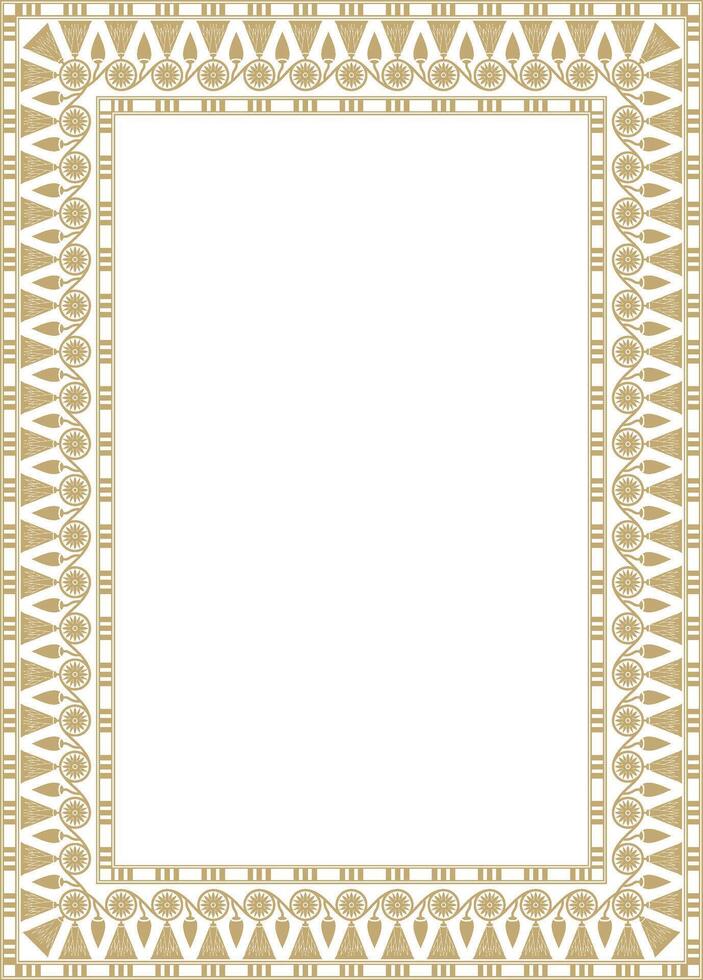 Vector square golden Egyptian ornament. Endless border, ancient Egypt frame