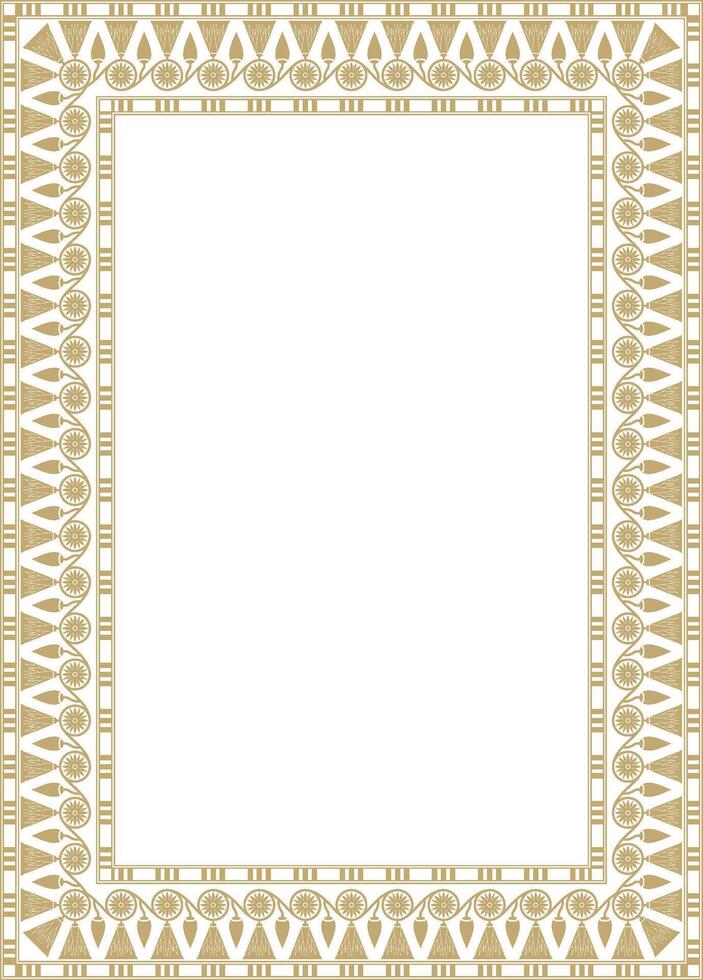 Vector square golden Egyptian ornament. Endless border, ancient Egypt frame