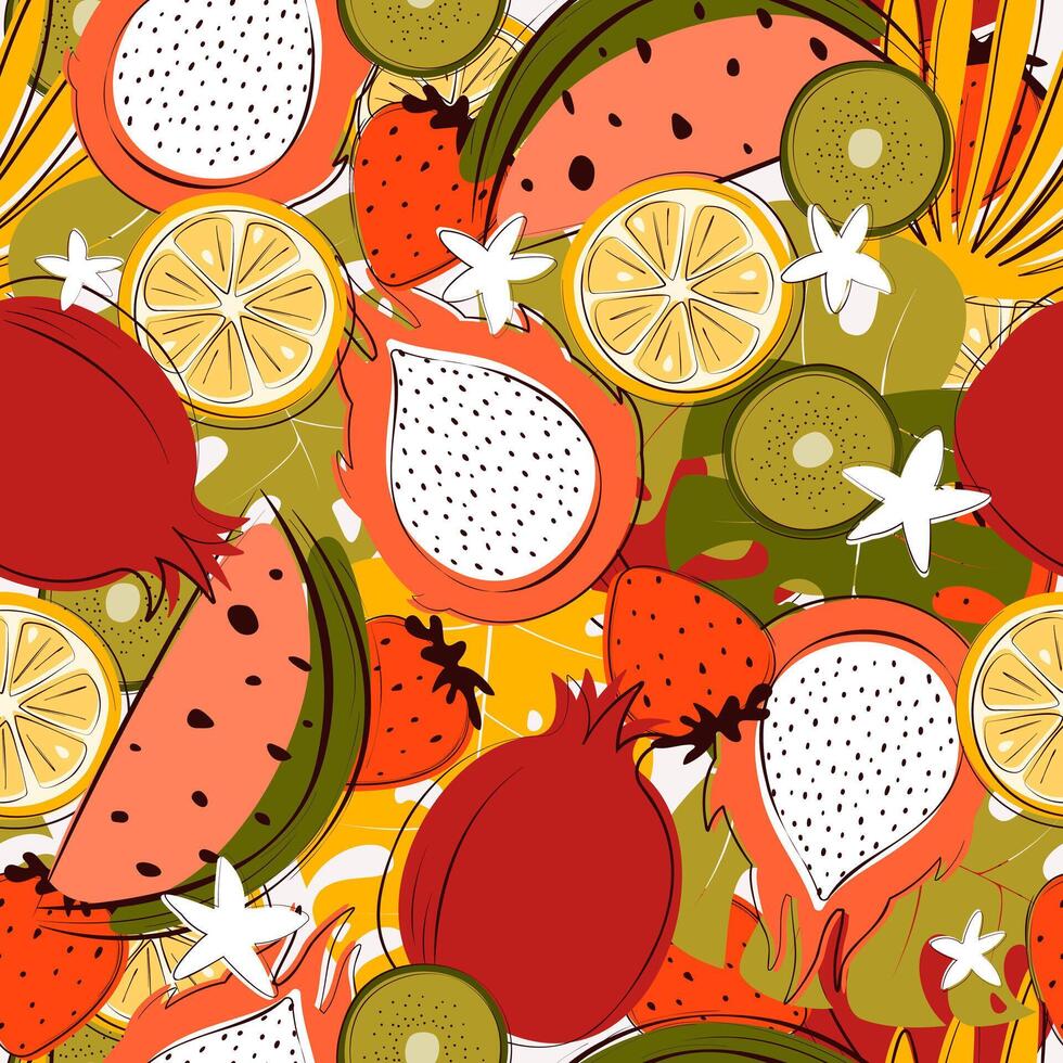 tropical frutty pattern vector