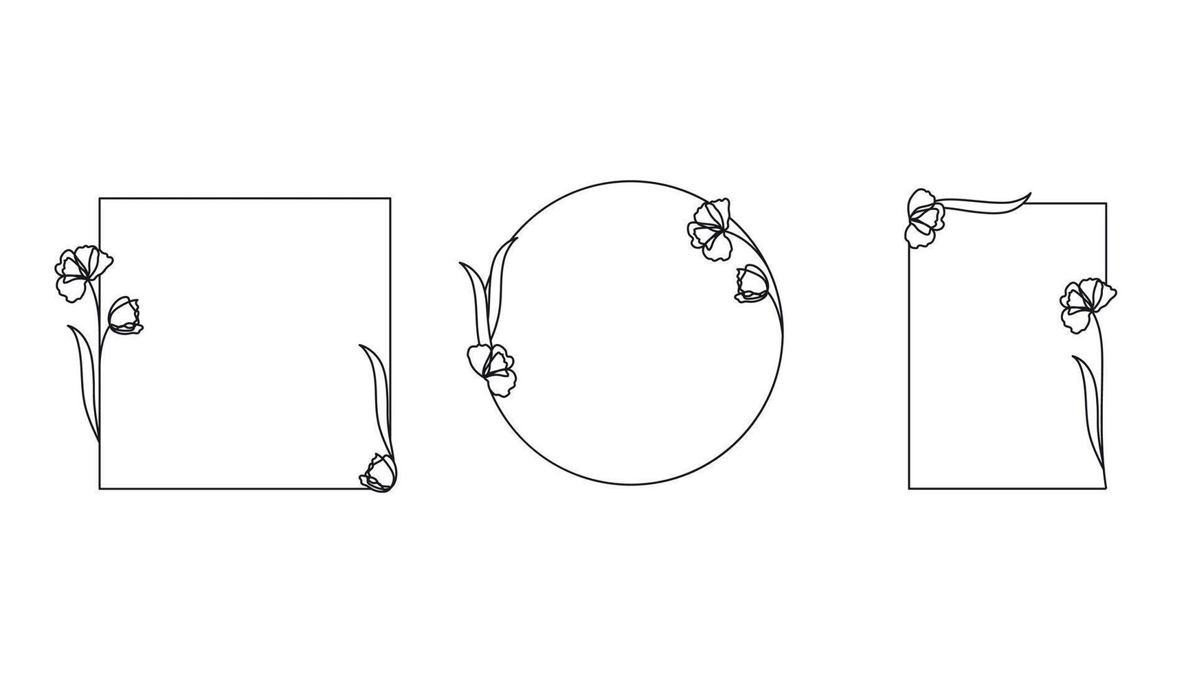 elegant floral frames set vector